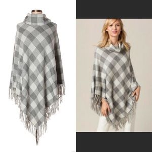 The Limited grey and light grey checkered poncho